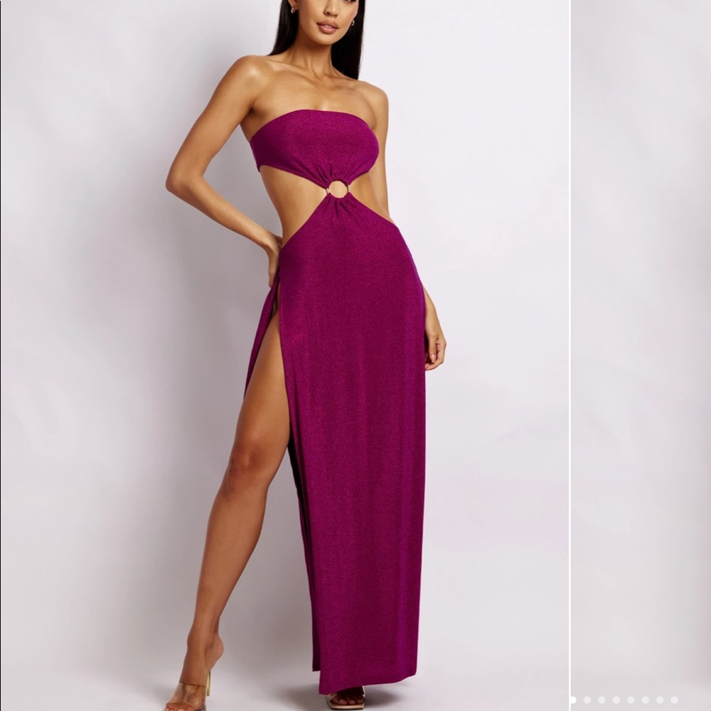 NWT Meshki Sierra Strapless Shimmer Dress XXS Violet Shimmer